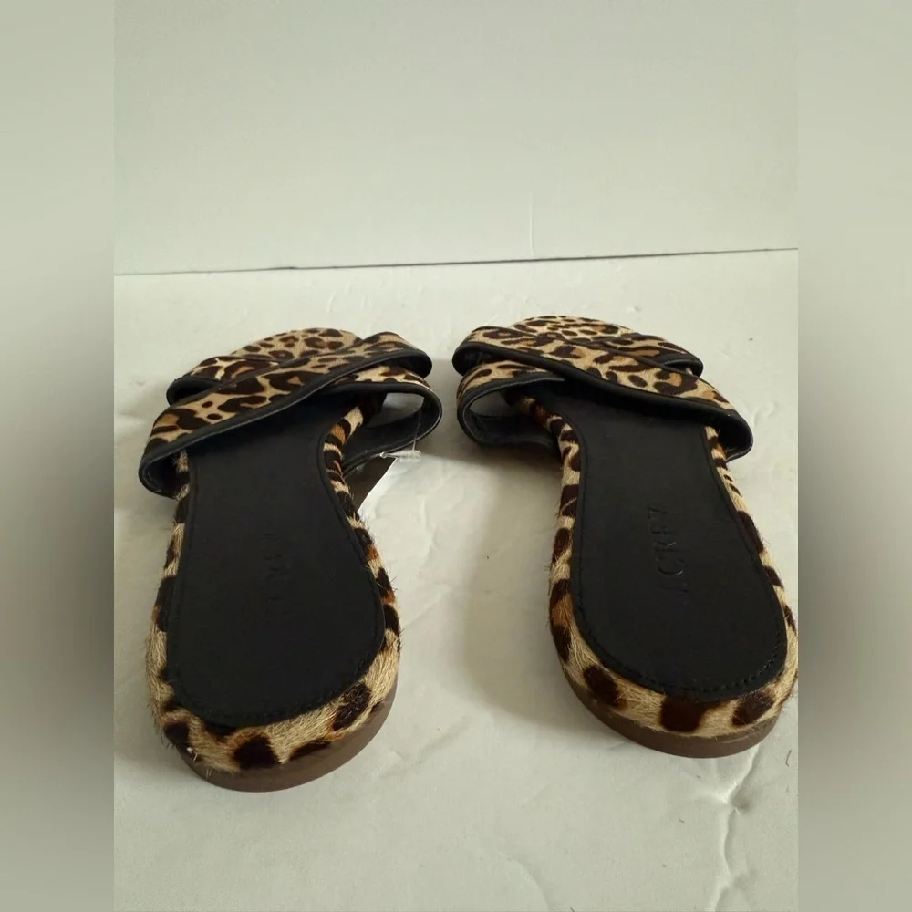 J. Crew Brown and Black Leopard print Sandals flat slides